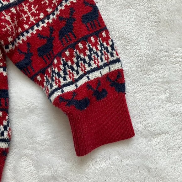 Joe Fresh Baby Fair Isle Holiday Sweater Size 6-12M | EUC Red Navy Knit Snow - Picture 12 of 14